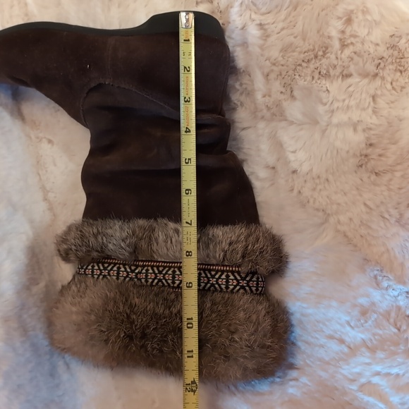 Martino| Vintage Brown Suede Boots With Rabbit Fur Details - Picture 10 of 10